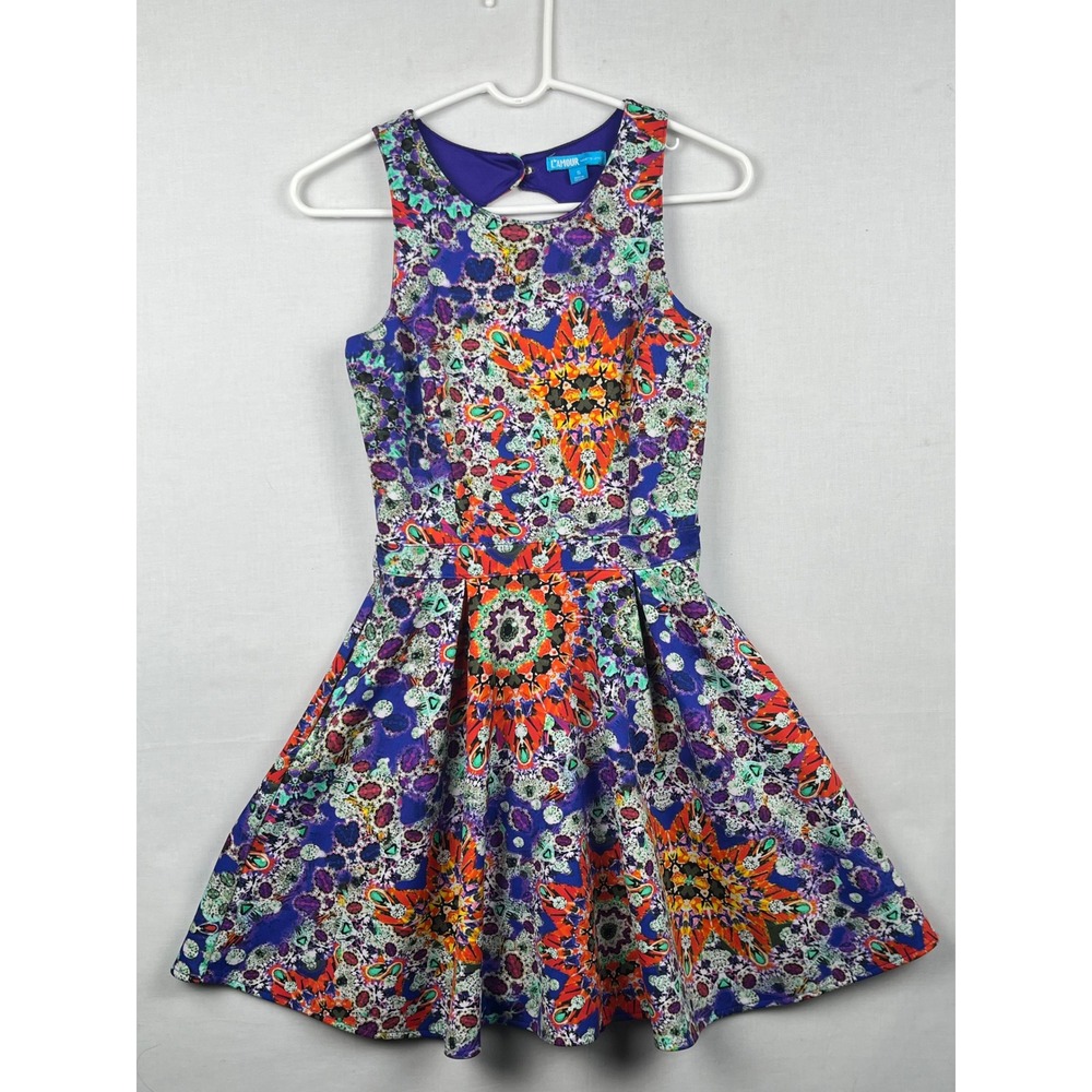 L'Amour Nanette Lepore Fit and Flare Dress Womens Small Kaleidoscopic Floral Blu - Picture 7 of 7